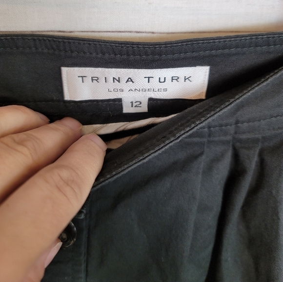 TRINK TURK A LINE BUTTON FRONT BLACK PLEATED SKIRT, SZ 12 - Picture 6 of 14